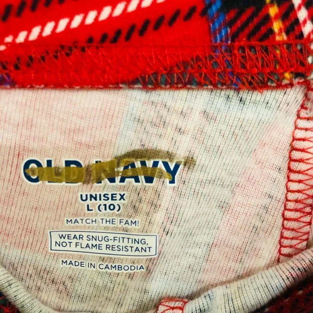 Brand New‎ Old Navy Plaid Christmas Pajama Bottom Size Large (10) Unisex Kids